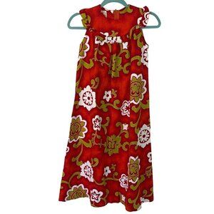Hawaii Resort Shops Girls Dress Red Size 10 Vintage Barkcloth Floral Maxi Zipper